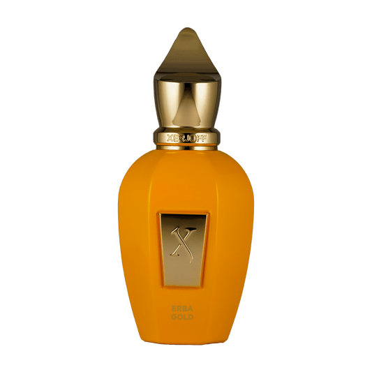 Bild von dem Flakon des Duftes Erba Gold aus der Vibe Kollektion von Xerjoff angeboten zum kaufen als Parfümprobe.