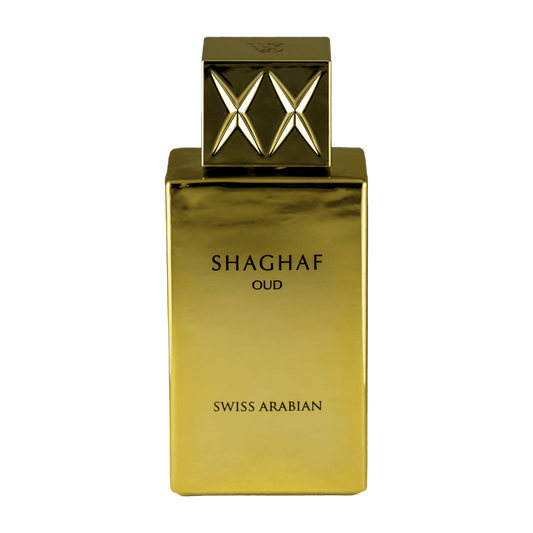 Bild von dem Flakon des Duftes Shaghaf Oud als Eau de Parfum von Swiss Arabian angeboten zum kaufen als Parfümprobe.